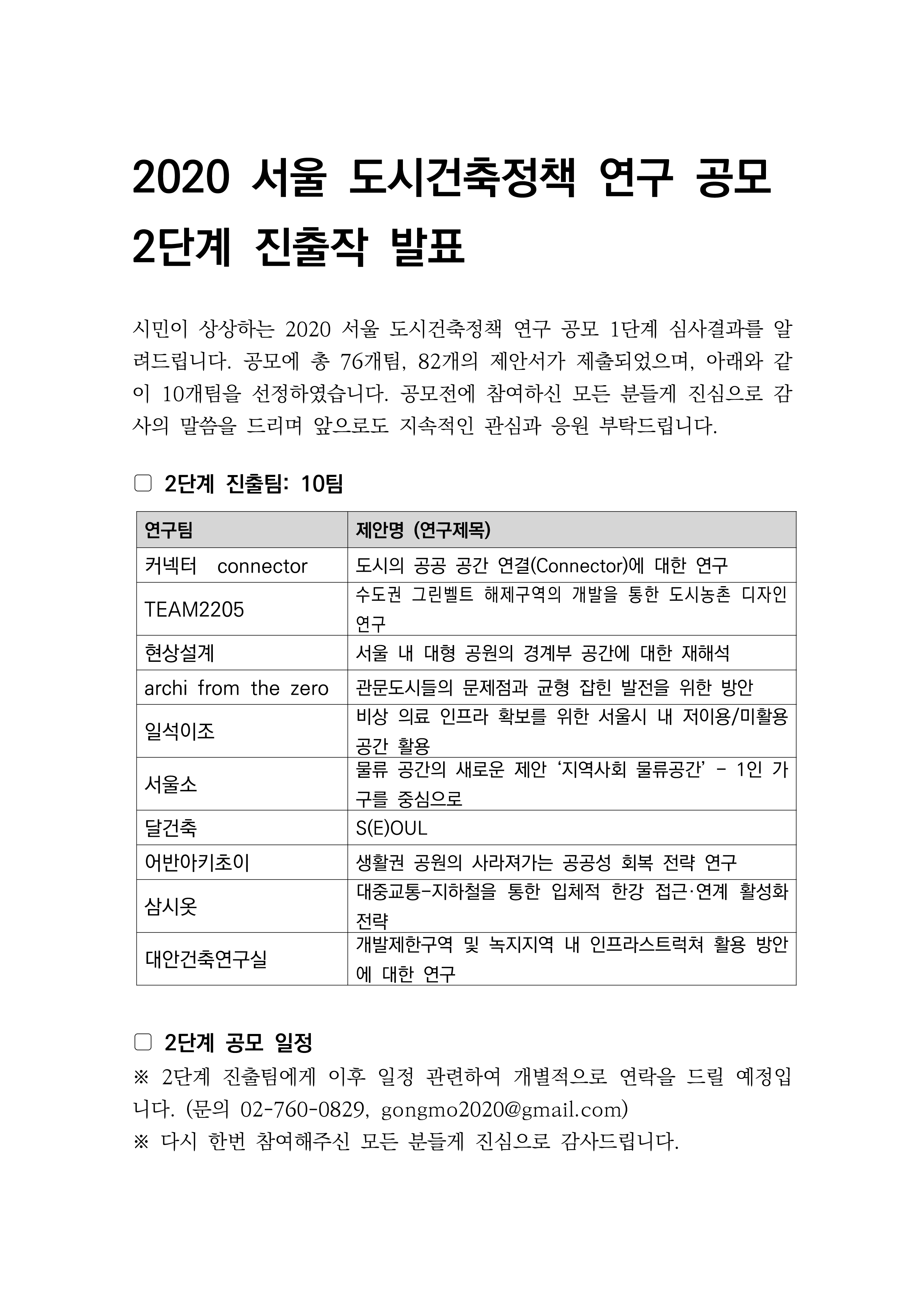 2020 서울 도시건축정책 연구 공모 2단계 진출팀 발표_수정